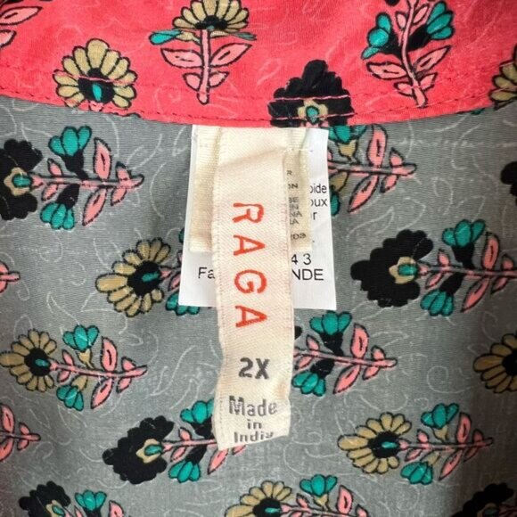 Raga Women's 2X Plus Red Orange Navy Blue Boho Maxi Dress Gown Long Sleeve Boho - Picture 8 of 15